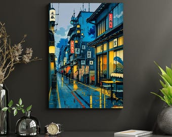 Tokyo City Skyline Print, Skytree Anime Style Wall Art, Colorful