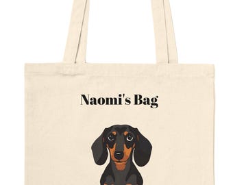 Personalized Dachshund Print Tote Bag - 100% Cotton