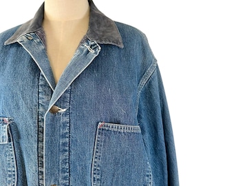 Vintage 1970s/1980s Sears Work Leisure Denim Flannel Lined Chore Coat