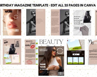 Personalized Birthday Magazine Template | 35 Page Keepsake (Canva)