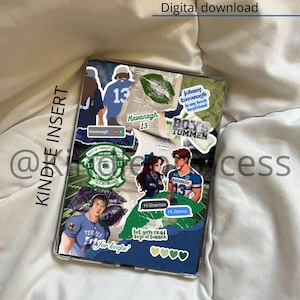 以下が含まれることがあります： コラージュデザインのKindleインサート。キャラクターのイラスト、テキスト「Kavanagh 13」、「Boys of Tommen」、「for keeps」が特徴です。デザインには、緑、青、白の要素が組み込まれています。