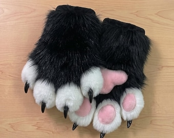 Handmade Furry Paw Gloves, Kemono Cosplay Paws, Kigurumi Animal Paw Gloves, Faux Fur Cosplay Accessories, Fursuit Gloves