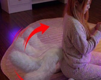 Zmotoryzowany futrzany ogon do cosplayu, 50 cm sztuczne futro z lisa, kota i wilka, ruchomy ogon zwierzęcy, dodatek do kostiumu kigurumi, futrzany rekwizyt do cosplayu