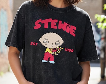 Embroidered Family Man Shirt, FamilyGuy Washed T-Shirt, Vintage Guy Est 1999 Tee, Acid Wash Cartoon Top, Funny Family Gift, Retro Apparel