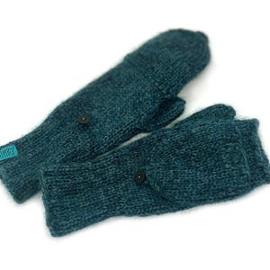Convertible Mittens / Knit Mohair Wool Mittens / Hand-knitted Mittens, Size S
