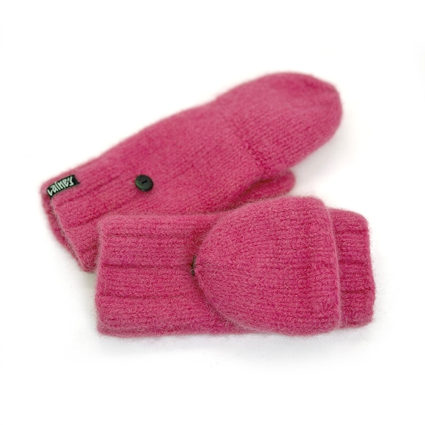 Convertible Mittens / Knit Wool Mittens / Hand-knitted and felted mittens / Pink mittens