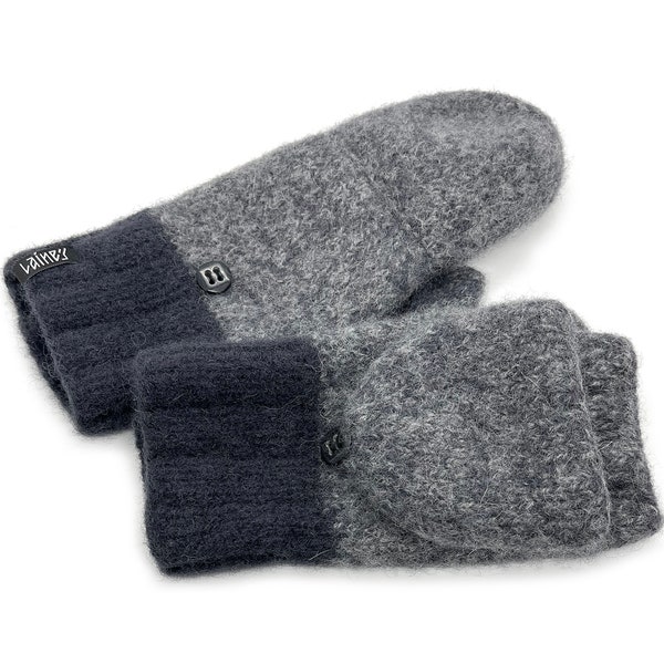 Wandelbare Handschuhe / Strickhandschuhe aus Wolle / Handgestrickte und gefilzte Handschuhe