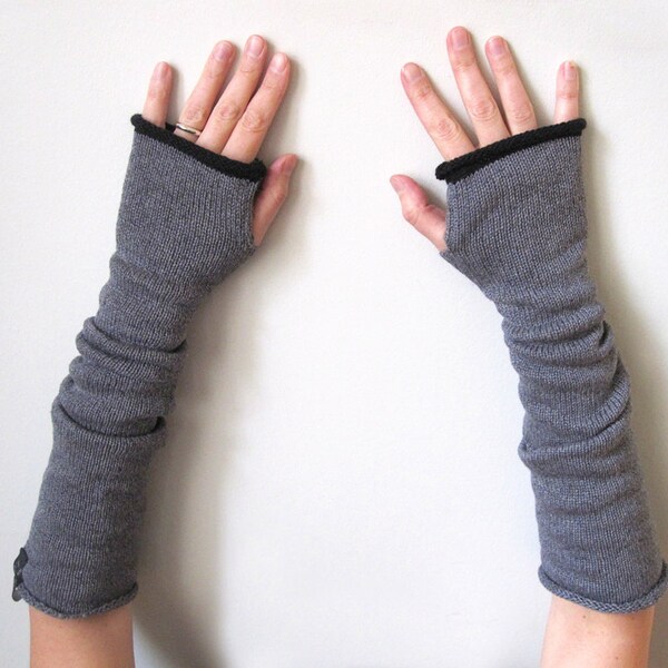 Long Fingerless Gloves, Thumbhole Arm Warmers