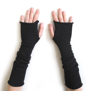 Long Fingerless Gloves, Thumbhole Arm Warmers