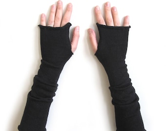 Long Fingerless Gloves, Thumbhole Arm Warmers