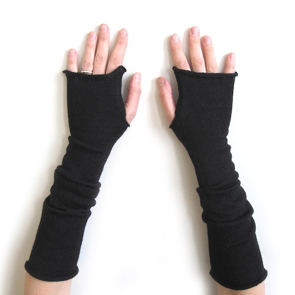 Long Fingerless Gloves, Thumbhole Arm Warmers