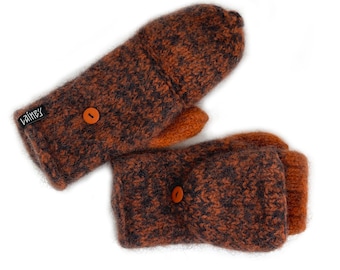 Convertible Mittens / Wool Mittens / Hand-knitted and Felted Mittens