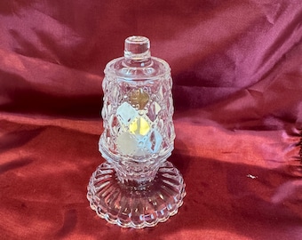 Set of 2 Vintage Fairy Light Glass Domes with Timer Votives, Quilted Crystal 4-Way Candle Holders, Cottagecore Mood Lighting Gift Set