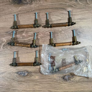 Vintage Belwith Keeler Oak Drawer Pulls Set of 6, 3 Inch Centers, Antique Brass Finish Cabinet Hardware, 1970s Made in USA