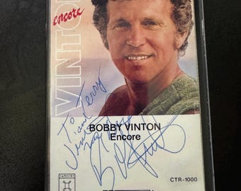Cassette Encore de Bobby Vinton, edición vintage de 1980, firmado, sin usar, con autógrafo, procedencia rara.