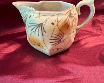 Vintage Japanese Lusterware Creamer, Small Hand Painted Moriage Art Deco Cream Pitcher, 1920s 1930s Porcelain Tea Display Decor