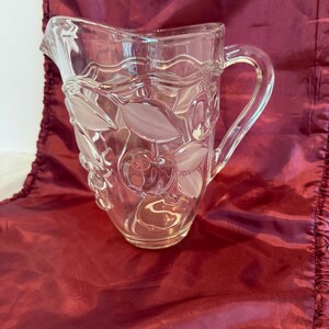 Vintage Mikasa Garden Harvest Crystal Pitcher | Frosted Leaves & Raised Fruit