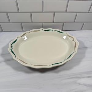 Plat ovale Pendleton en porcelaine de Syracuse vintage, plat de service vaisselle de restaurant festonné vert havane, plateau en céramique du milieu du siècle, 32,5 pouces