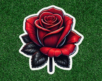 Beautiful Red Rose 100% waterproof vinyl sticker decal - many sizes available