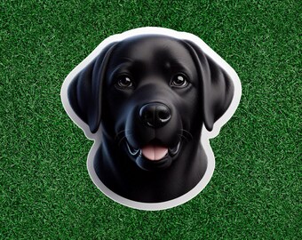 Adesivo in vinile impermeabile al 100% raffigurante un cane Labrador Retriever nero - disponibile in diverse misure