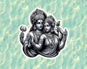 Hindu God and Goddess Radha and Krishna 100% waterproof vinyl sticker decal - many sizes available