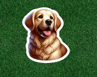 Cute Golden Retriever dog 100% waterproof vinyl sticker decal - many sizes available