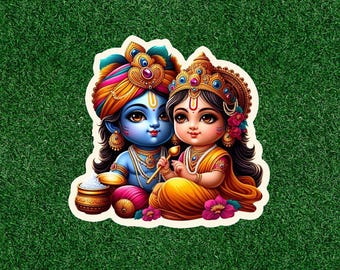 Hindu God and Goddess Radha and Krishna 100% waterproof vinyl sticker decal - many sizes available