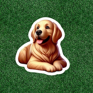 Cute Golden Retriever dog 100% waterproof vinyl sticker decal - many sizes available