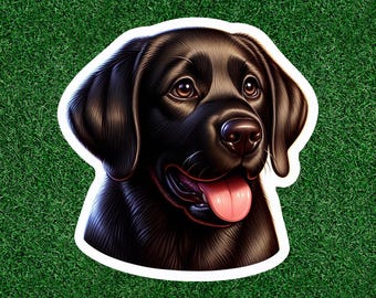 Adesivo in vinile impermeabile al 100% raffigurante un cane Labrador Retriever nero - disponibile in diverse misure