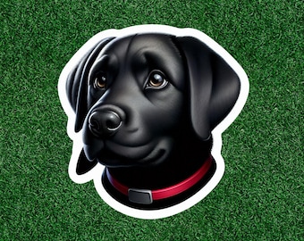 Adesivo in vinile impermeabile al 100% raffigurante un cane Labrador Retriever nero - disponibile in diverse misure