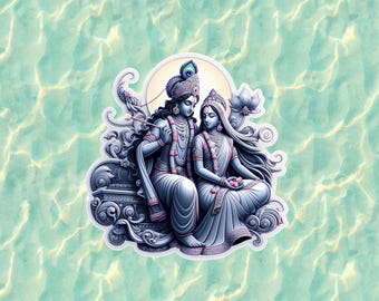 Hindu God and Goddess Radha and Krishna 100% waterproof vinyl sticker decal - many sizes available