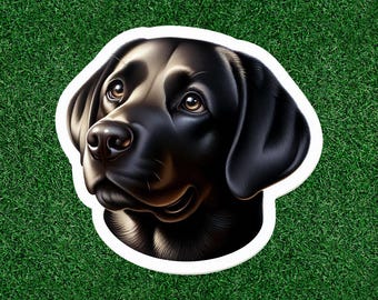 Adesivo in vinile impermeabile al 100% raffigurante un cane Labrador Retriever nero - disponibile in diverse misure