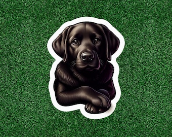 Adesivo in vinile impermeabile al 100% raffigurante un cane Labrador Retriever nero - disponibile in diverse misure
