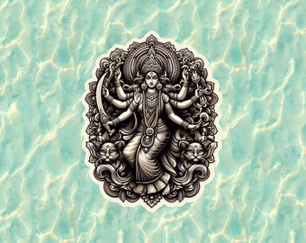 Hindu Goddess Durga 100% waterproof vinyl sticker decal - many sizes available