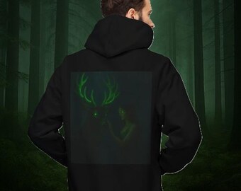 Enchanted Stag Hoodie - Fantasy Sweatshirt - Gothic Mystical Gift, Forest Creature Hoodie