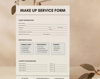 Makeup Artist Template Client Intake Form Digital Beauty Business Document Canva Professional Questionnaire Service Salon Booking System