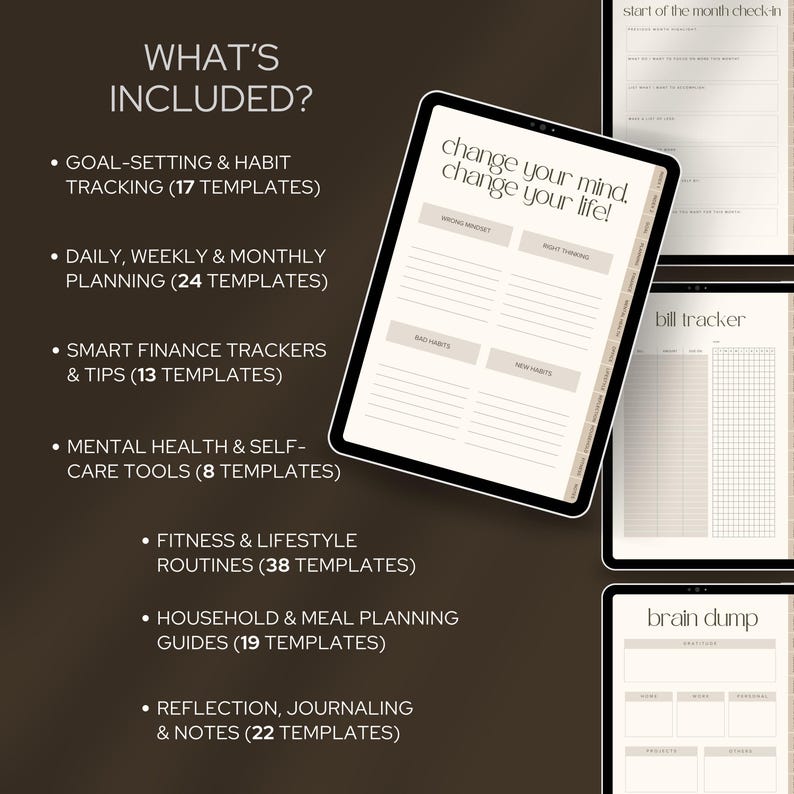 Life Management Planner Digital Format Comprehensive Productivity System Goal Setting Framework Habit Tracking Tools Mental Wellness Journal Financial Planning Templates Daily Task Manager Weekly Schedule Organizer Monthly Planning Calendar