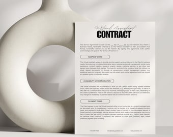 Virtual Assistant Contract Template Legal Document Download Editable Agreement for Freelancer Business Protection Service Terms Ready Made