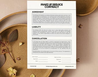 Makeup Artist Contract Template Download Digital Document Service Agreement Legal Form Editable Template Canva Design Beauty Business Client