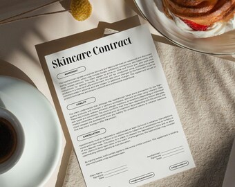 Esthetician Contract Template Canva Editable Service Legal Document Client Waiver Consent Form Beauty Professional Skincare Business