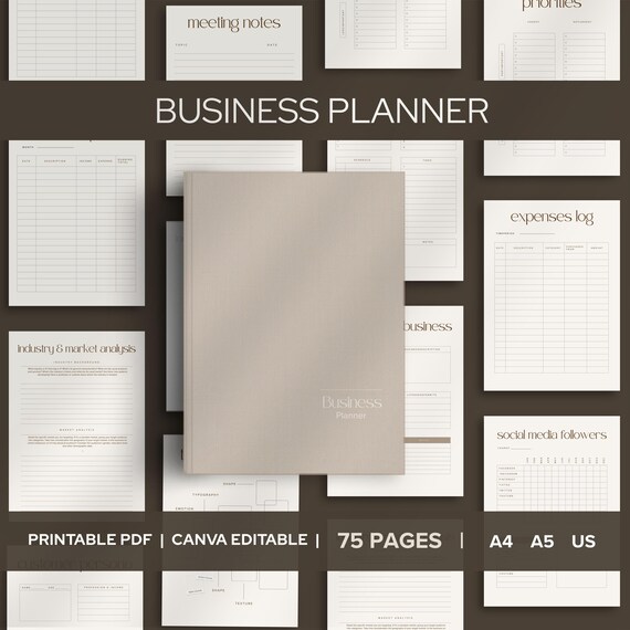 Digital Business Planner Template Download Printable Workbook for Entrepreneur Startup Guide Business Owner Planning System Finance Tracker
