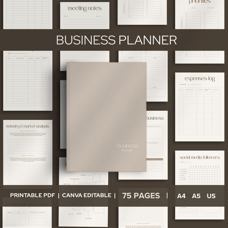Digital Business Planner Template Complete Entrepreneur System Marketing Strategy Guide Financial Tracking Tools Professional Planning Package Startup Resource Collection Business Management Workbook Comprehensive Organization System
