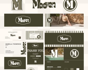 Olive Green Branding Kit Template Canva Business Card Social Media Pack Instagram Highlight Covers Logo Design