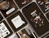 Instagram Template Bundle Brown Aesthetic Canva Templates Social Media Kit Design Story Digital Content Creator Tools Business Brand