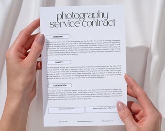 Photography Contract Template Digital Download Instant Access Professional Document Legal Protection Business Agreement Client Signature