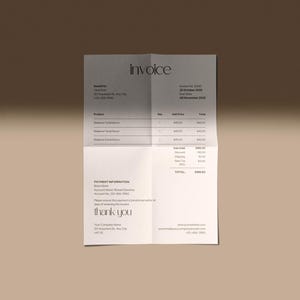 Professional Financial Template Minimalist Invoice Design Clean Business Document Editable Canva Format Digital Billing Solution Client Information Organization Product Service Listing Structure Payment Details Section Company Information