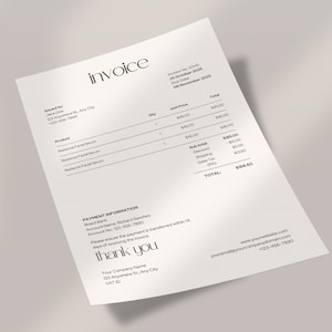Clean Invoice Design Minimalist Template Style Professional Billing Document Modern Business Essential Financial Record Template Client Information Organization Payment Details Structure Company Branding Area Neutral Color Scheme Editable
