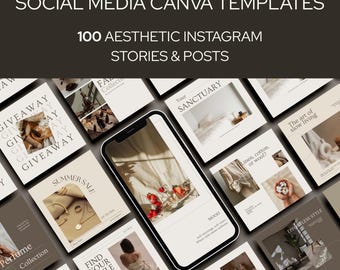 Neutral Instagram Template Canva Social Media Pack Minimalist Content Creator Bundle Brand Identity Kit Professional Design Wellness