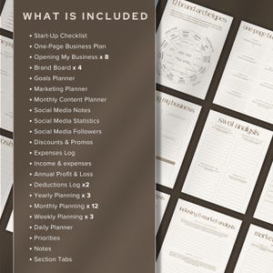Sjabloon digitale bedrijfsplanner Download afdrukbaar werkboek voor ondernemer Startgids Bedrijfseigenaar Planningssysteem Finance Tracker afbeelding 2