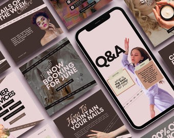 Beauty Instagram Template Canva Social Media Marketing Kit Beginner Friendly Design Editable Story Post Bundle Nail Technician Salon